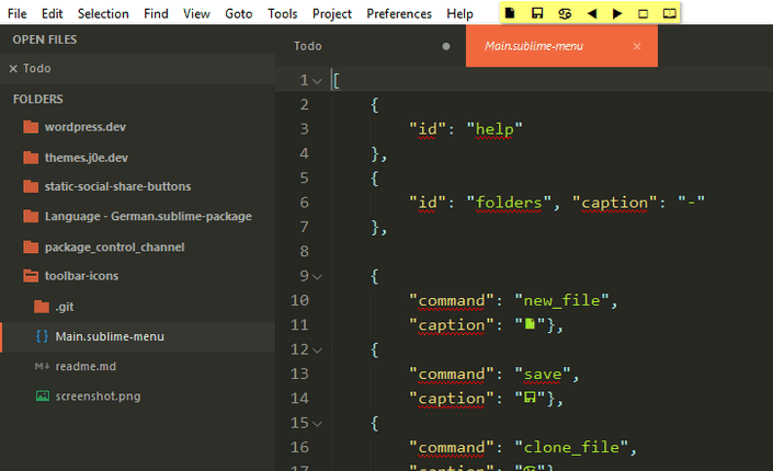 Sublime Text 3 - Toolbar Icons