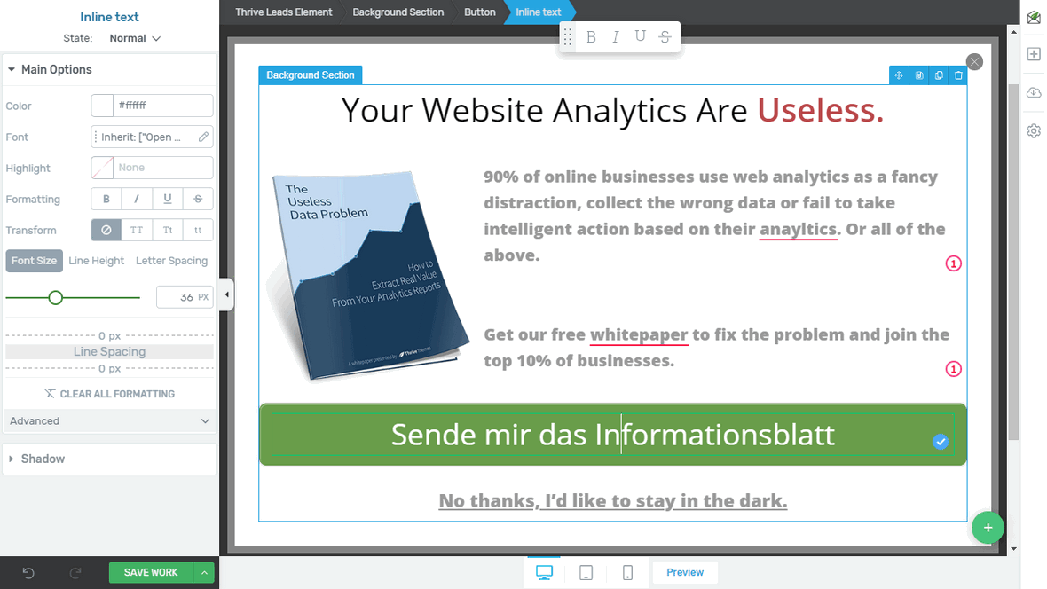Thrive Leads Howto: Der Formulareditor