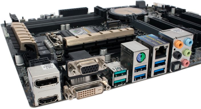 USB connectors on the motherboard