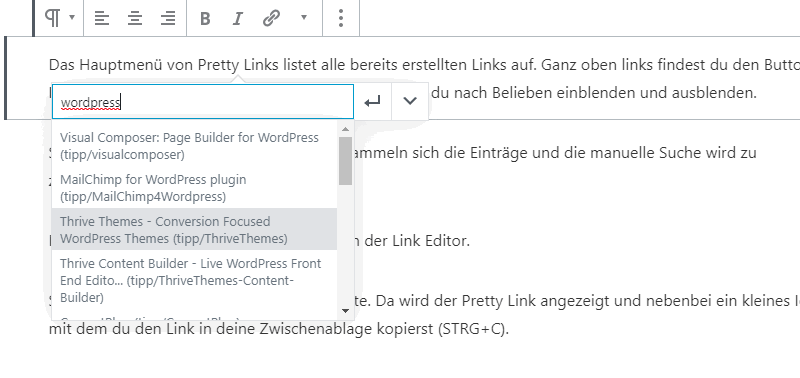 Gutenberg Link Integration