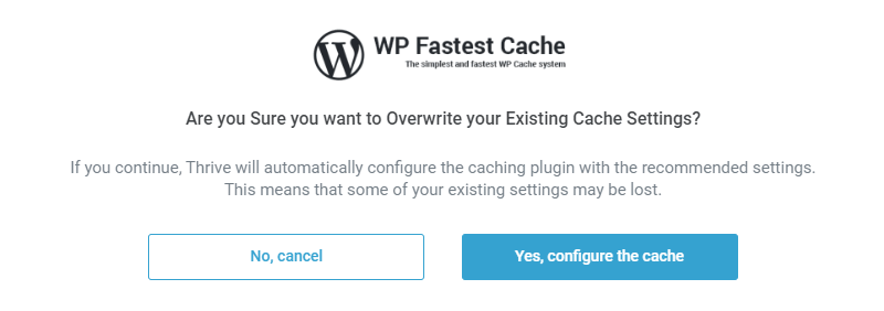 Yes, configure the cache - Damit übernimmt TTB alle Cache-Einstellungen