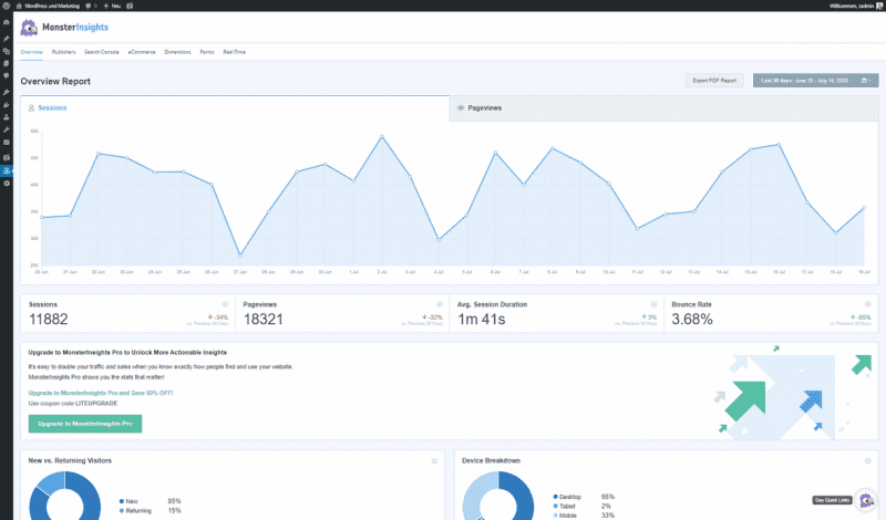 MonsterInsights - Reports Dashboard for Google Analytics