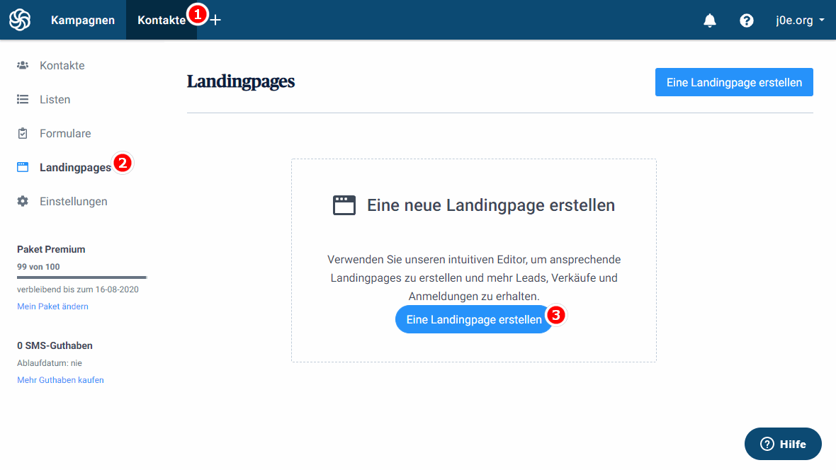 Eine neue Landing-Page erstellen