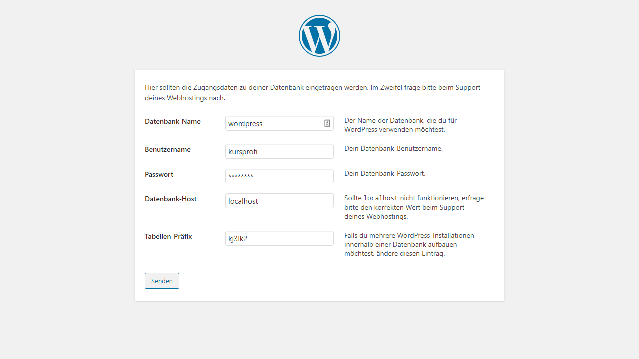 WordPress Datenbank-Setup