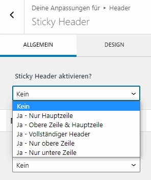 Select Sticky Header
