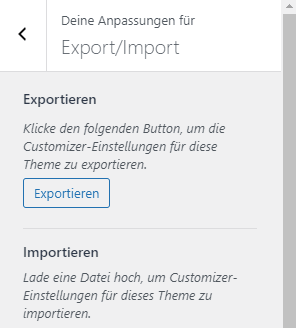 Customizer Import and Export