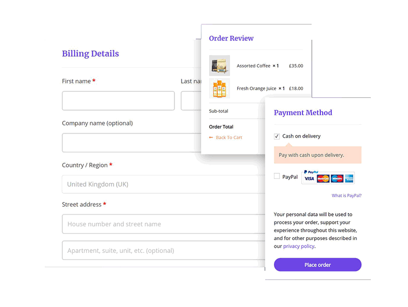 Customize checkout pages with UAE