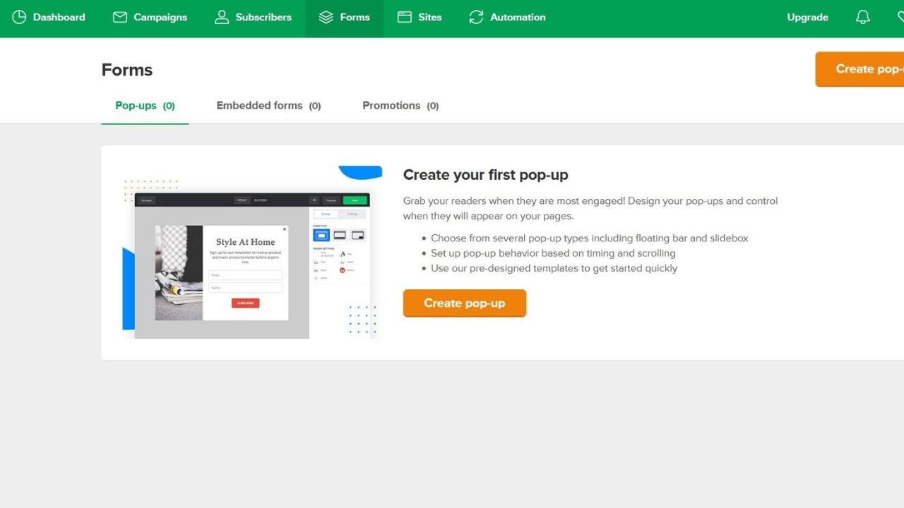 Create popups, embedded forms and promotions with MailLite