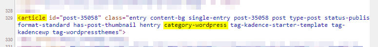 The WordPress article tag and the category