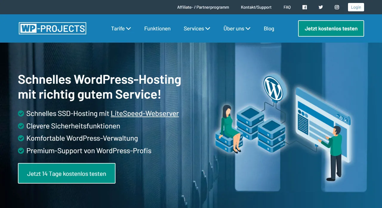 WordPress Hosting von WP-Projects.de. Schnelle LiteSpeed Server in Deutschland.