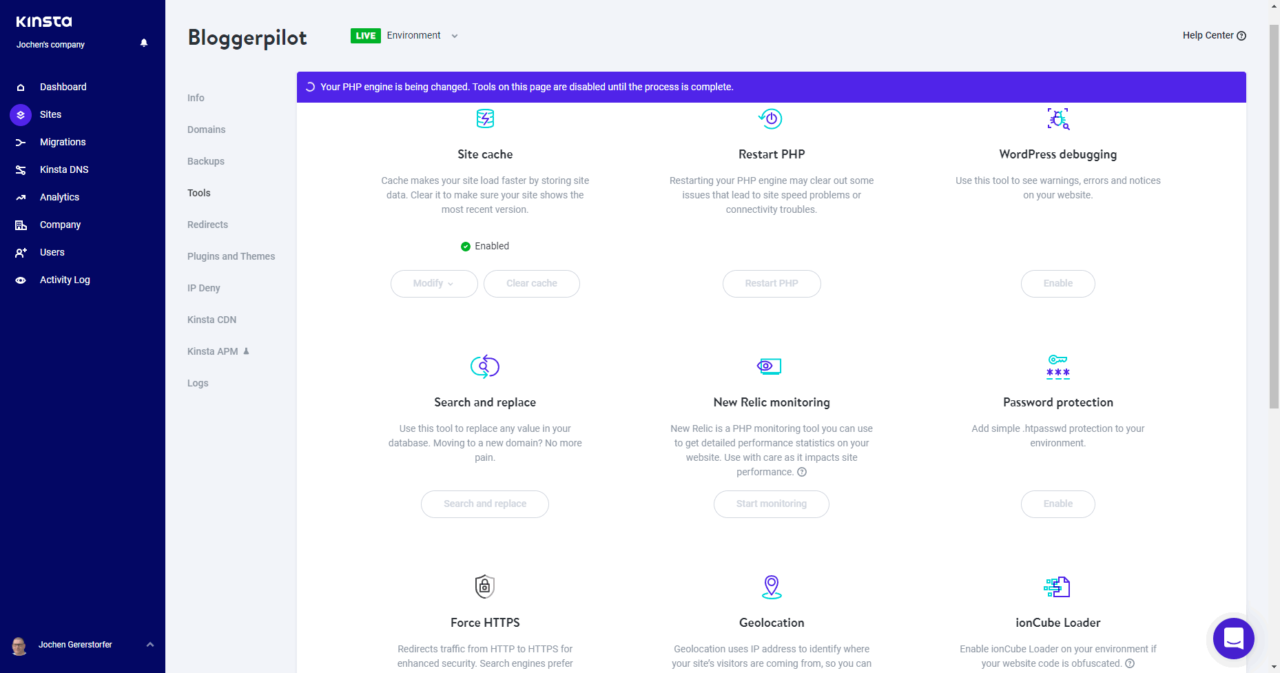 Kinsta Tools and Features