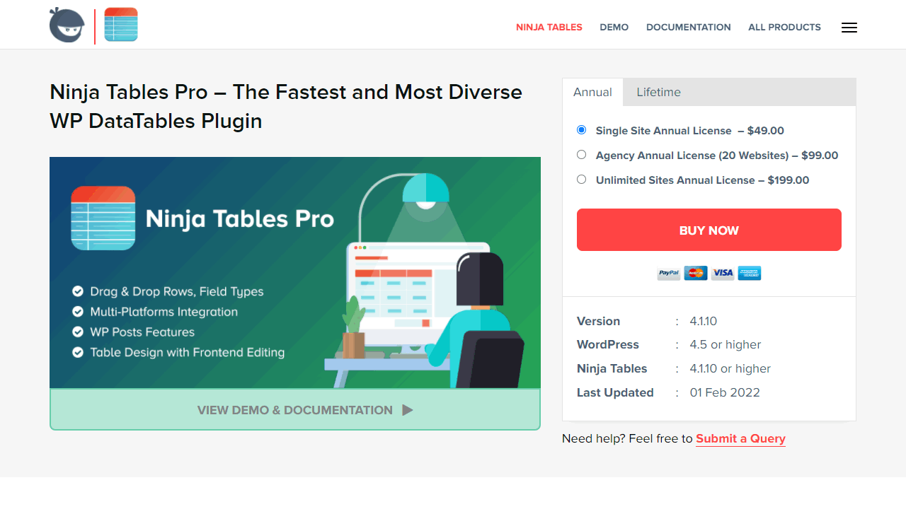 Tabellenplugin Ninja Tables