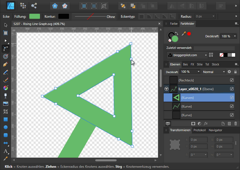 An SVG graphic is edited in the vector graphics program Affinity Designer.