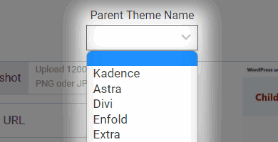 Step 1: Choose a parent theme.