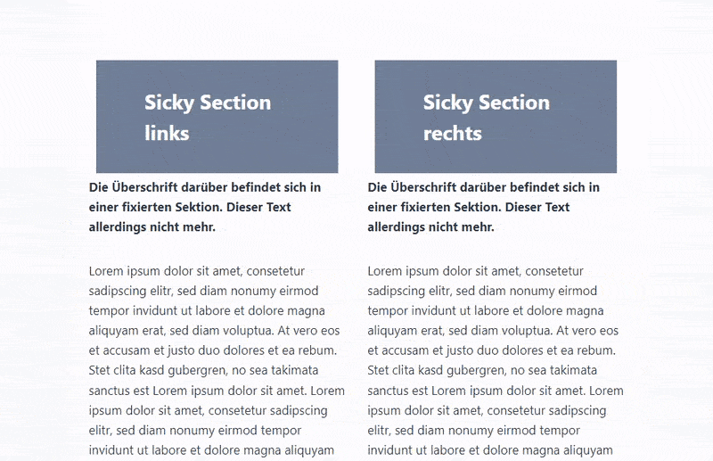 Sticky heading in layout