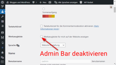 Disable WordPress Admin Bar