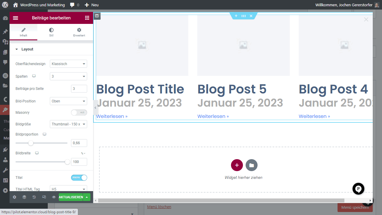 The new Mega Menu with the last three posts as "Posts" widget.