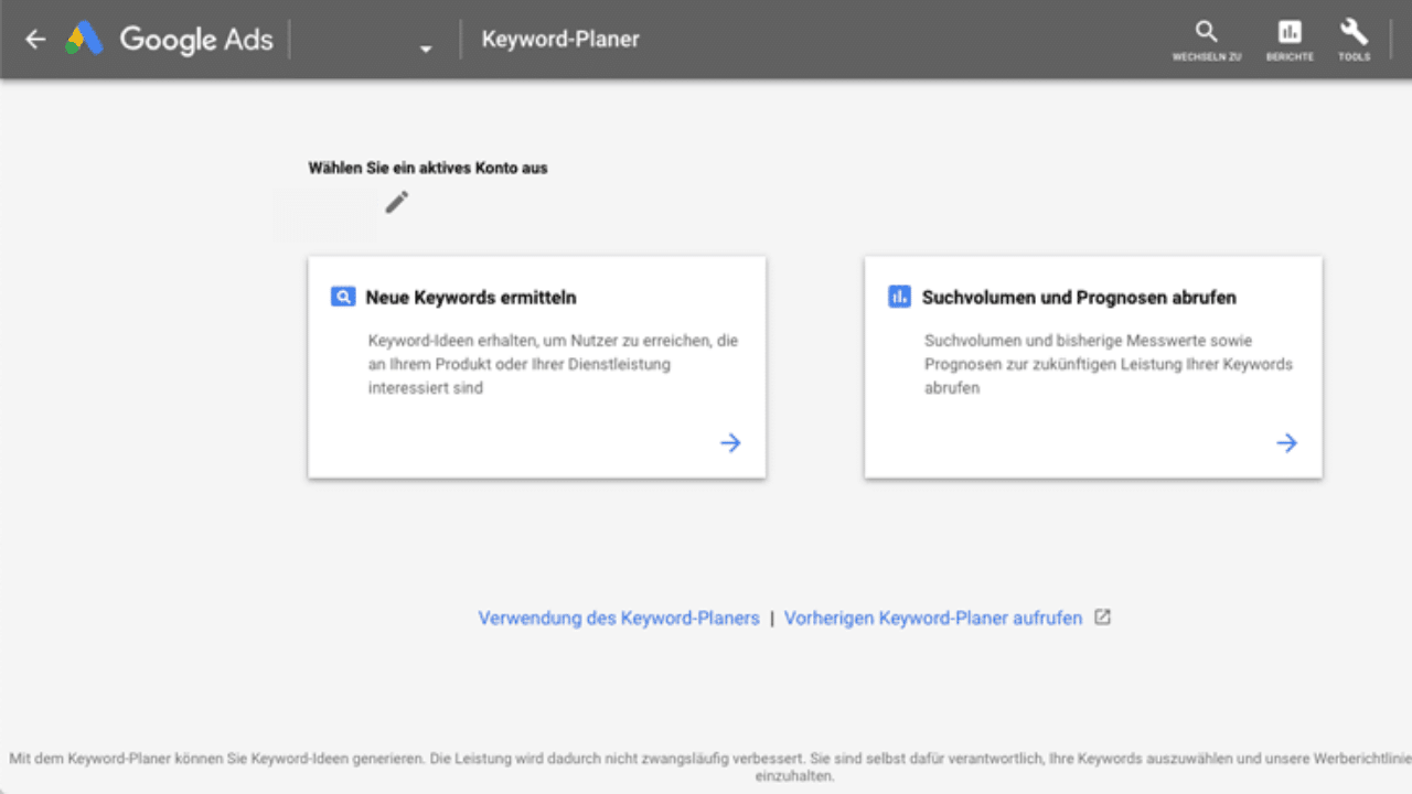 Keyword-Tool Google Ads Keyword-Planner