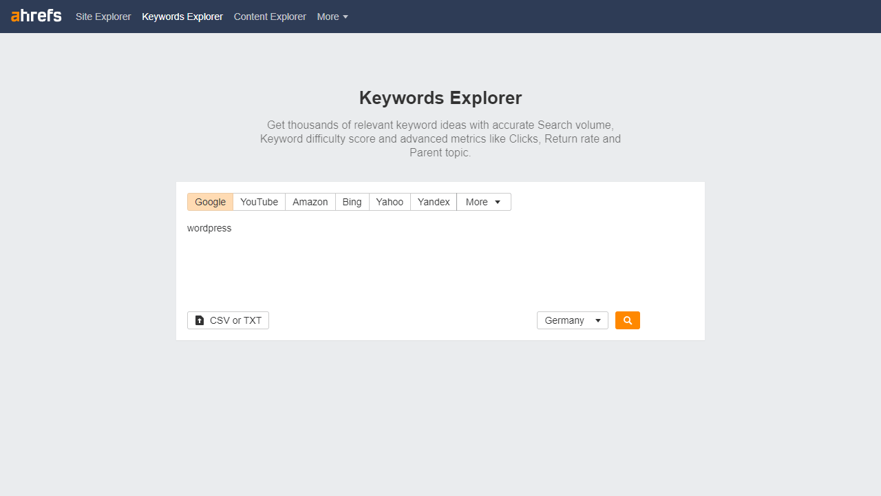Keywords Explorer von Ahrefs