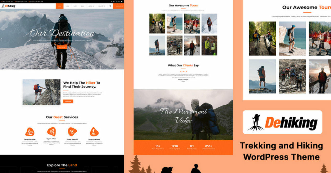 Hiking, Camping, and Mountain Guide with Page-Builder support