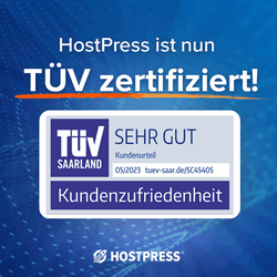 HostPress ist TÜV Saarland zertifiziert