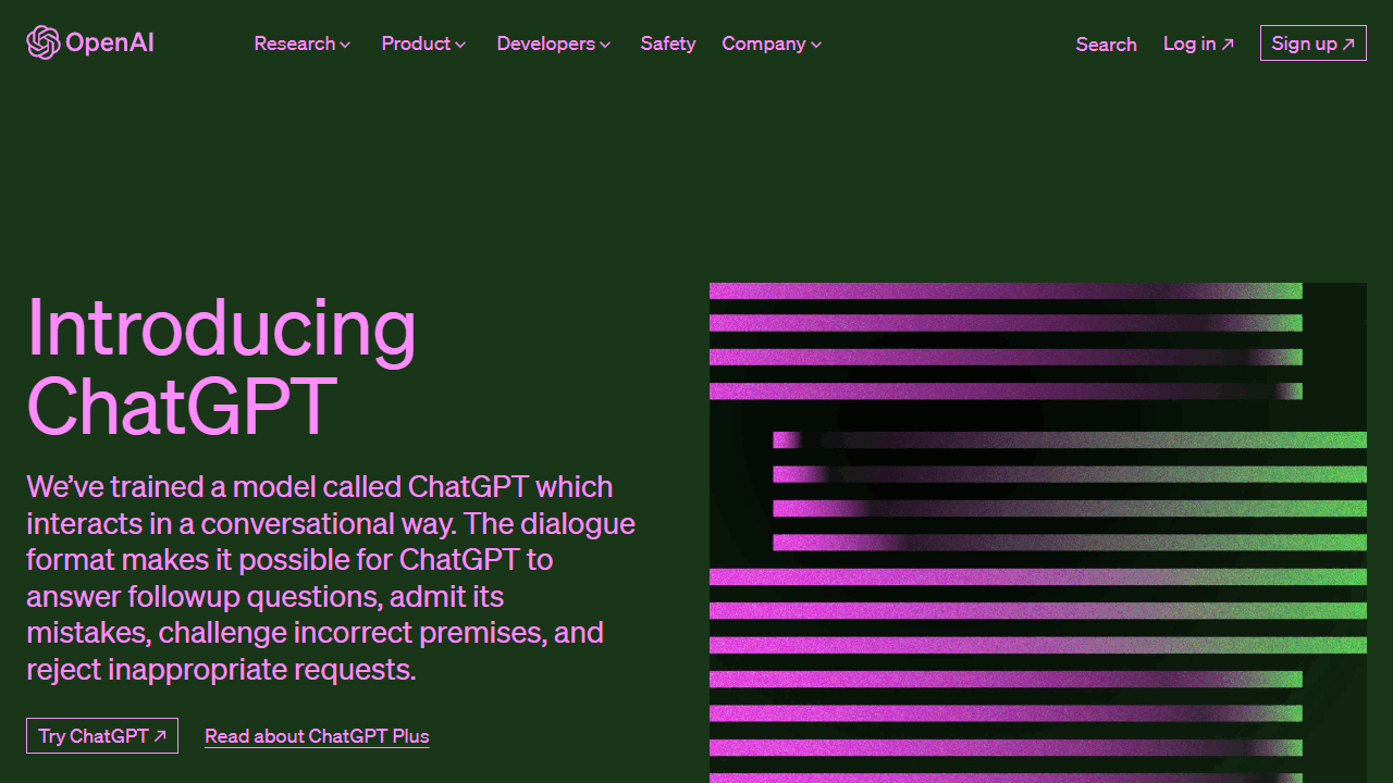 Die ChatGPT Homepage.