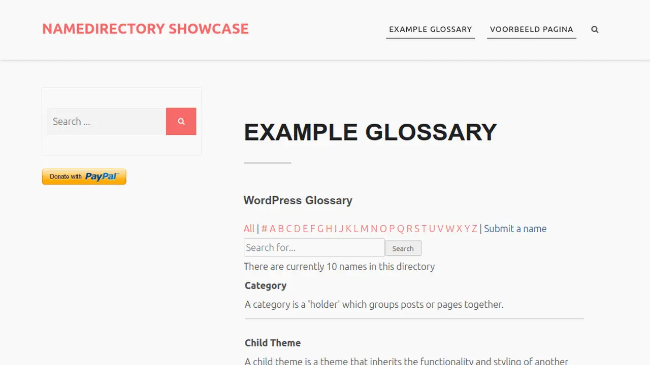 Name Directory Glossarindex