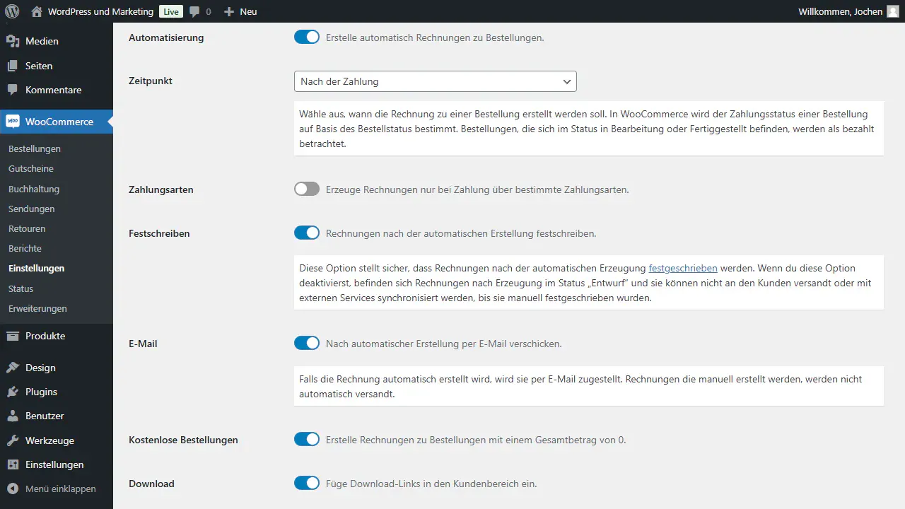 Lass automatisch PDF-Rechnungen erstellen und versenden.